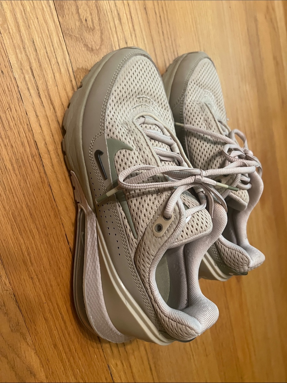 Nike Women’s Mesh Lace-Up Sneakers in Taupe/Beige